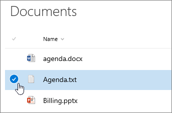 Document being highlighted with cursor over check box
