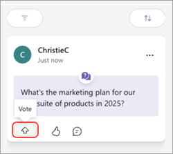 A Teams message with a "Vote" button and up arrow.