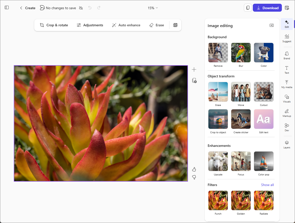 Edit an image option in Copilot Create