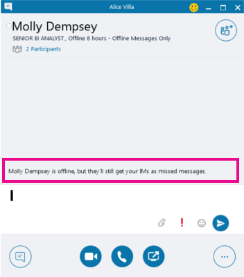 Message that recipient is offline.