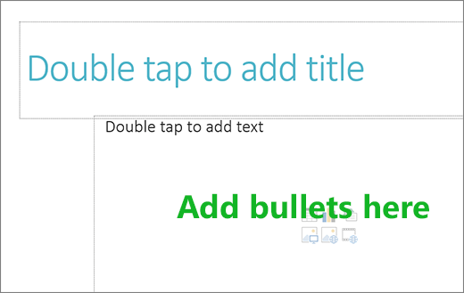 Image of empty title box and empty text box to show where bullets will work.