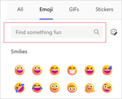 Screenshot showing keyword search in the emoji menu.
