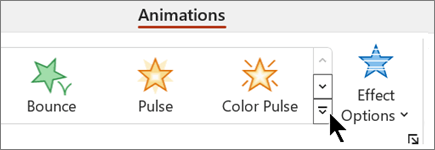 More button on the Animation tab