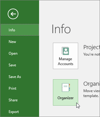 Organize Global Template