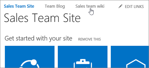 Top links with one selected.