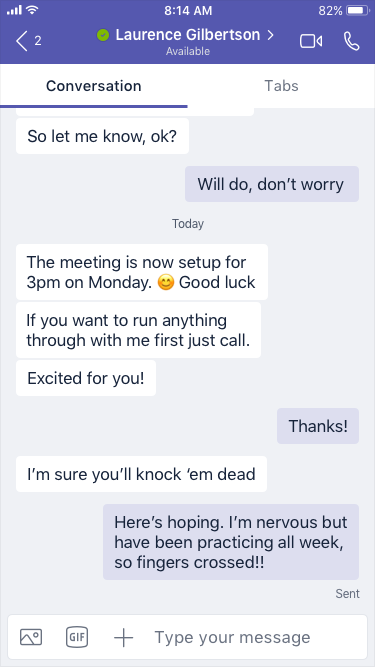 A chat on a mobile device