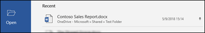 The recent files section of Word's Backstage screen