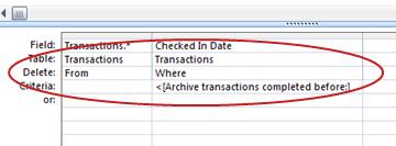 Query design grid Delete row