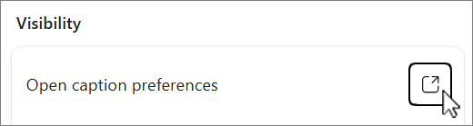 Open caption preferences button screenshot.