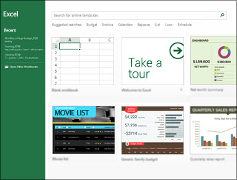 Some of the templates that are available in Excel