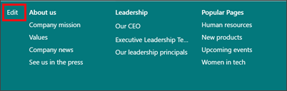 Edit option for extended footer