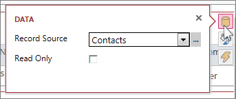 The Data dialog of a web datasheet view