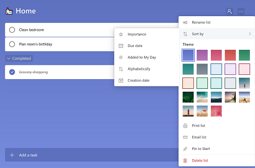 Sorting lists in To Do