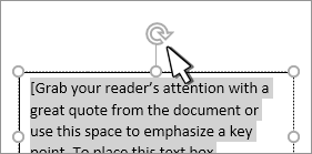 Text box rotate handle selected