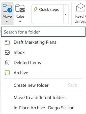 Select Move from the Ribbon