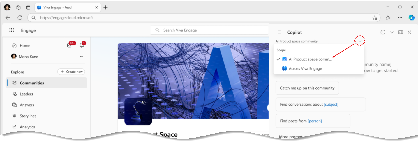 Selecting the context for Copilot