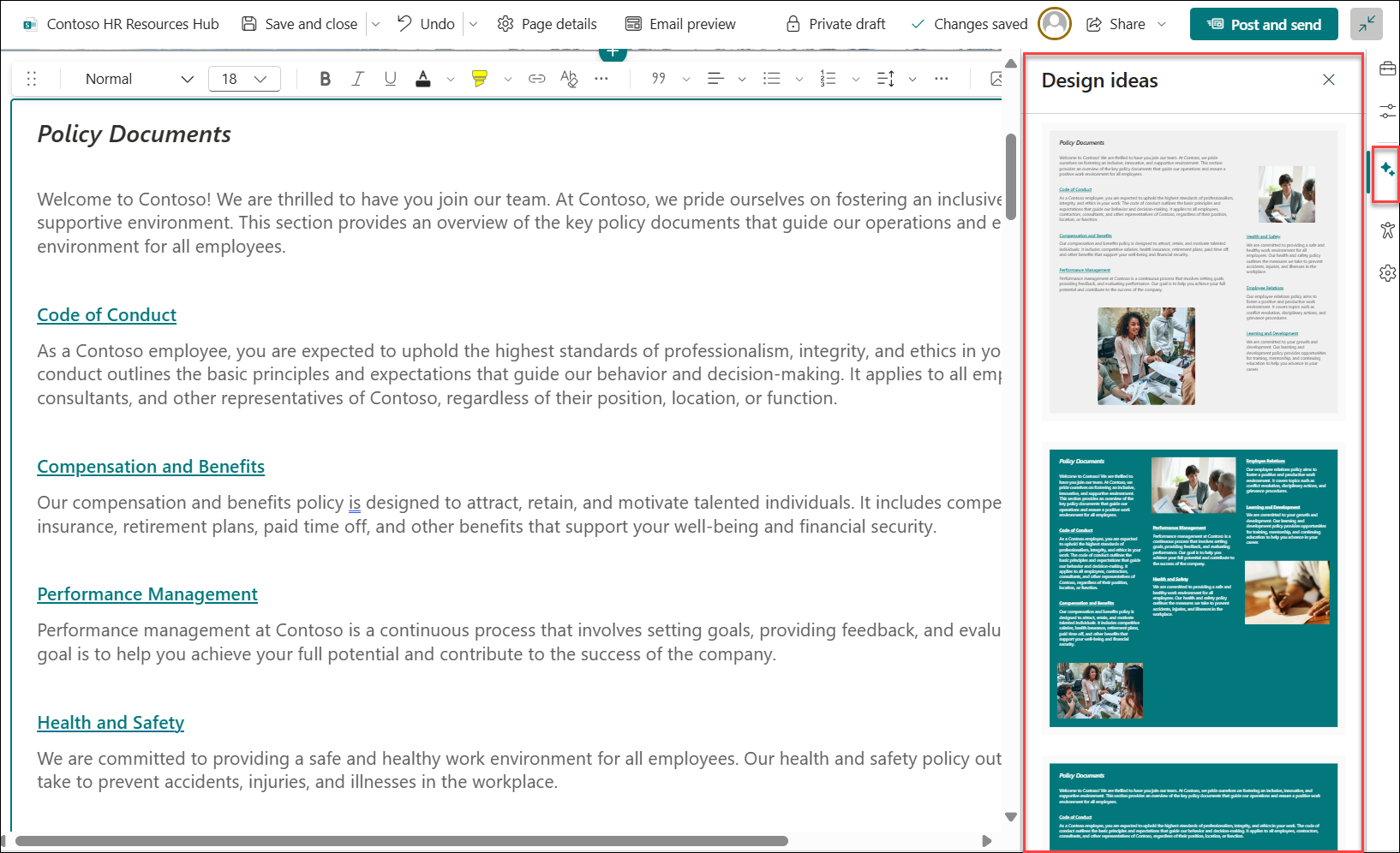 Screenshot of Pages design ideas