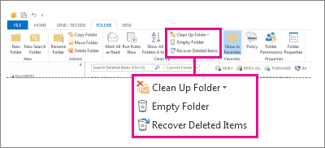 Empty Folder command on the ribbon