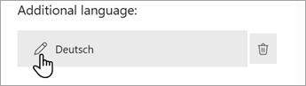 Screenshot showing the Edit Pencil icon you can use to add languages to your Microsoft form or quiz.