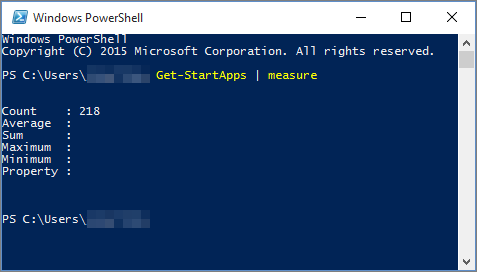 Windows PowerShell script with app count