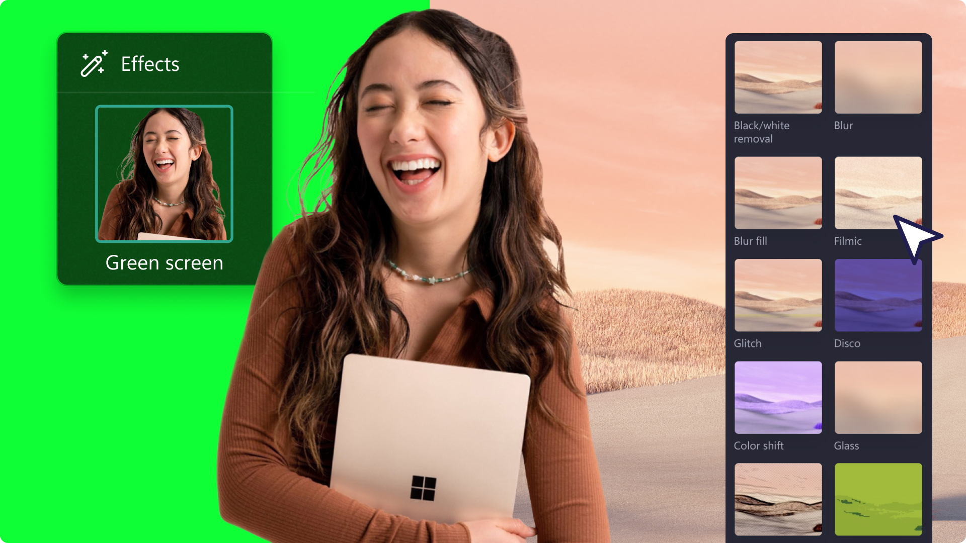 Replace backgrounds with the chroma-key effect