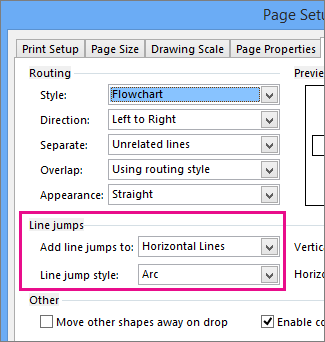 Configure which connector lines have jumps and their style.