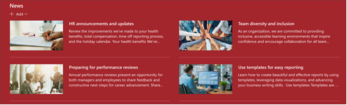 Screenshot of the news web part