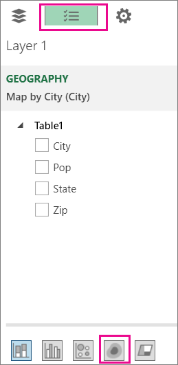 Heat Map icon on the Field List tab