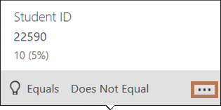 A value distribution bar chart pop-up